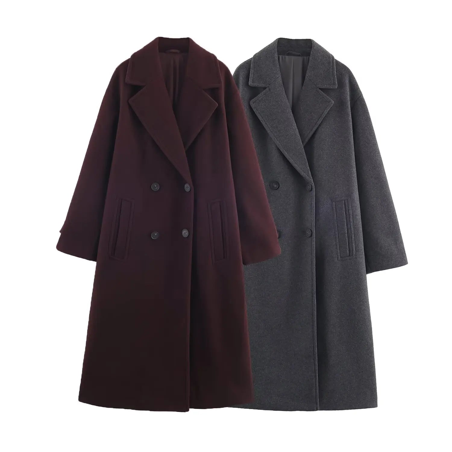Women's Overcoat 2025 Autumn Winter New Fashion Laple Long Sleeves Double-Breasted Coat Female High Street Elegant New Coats