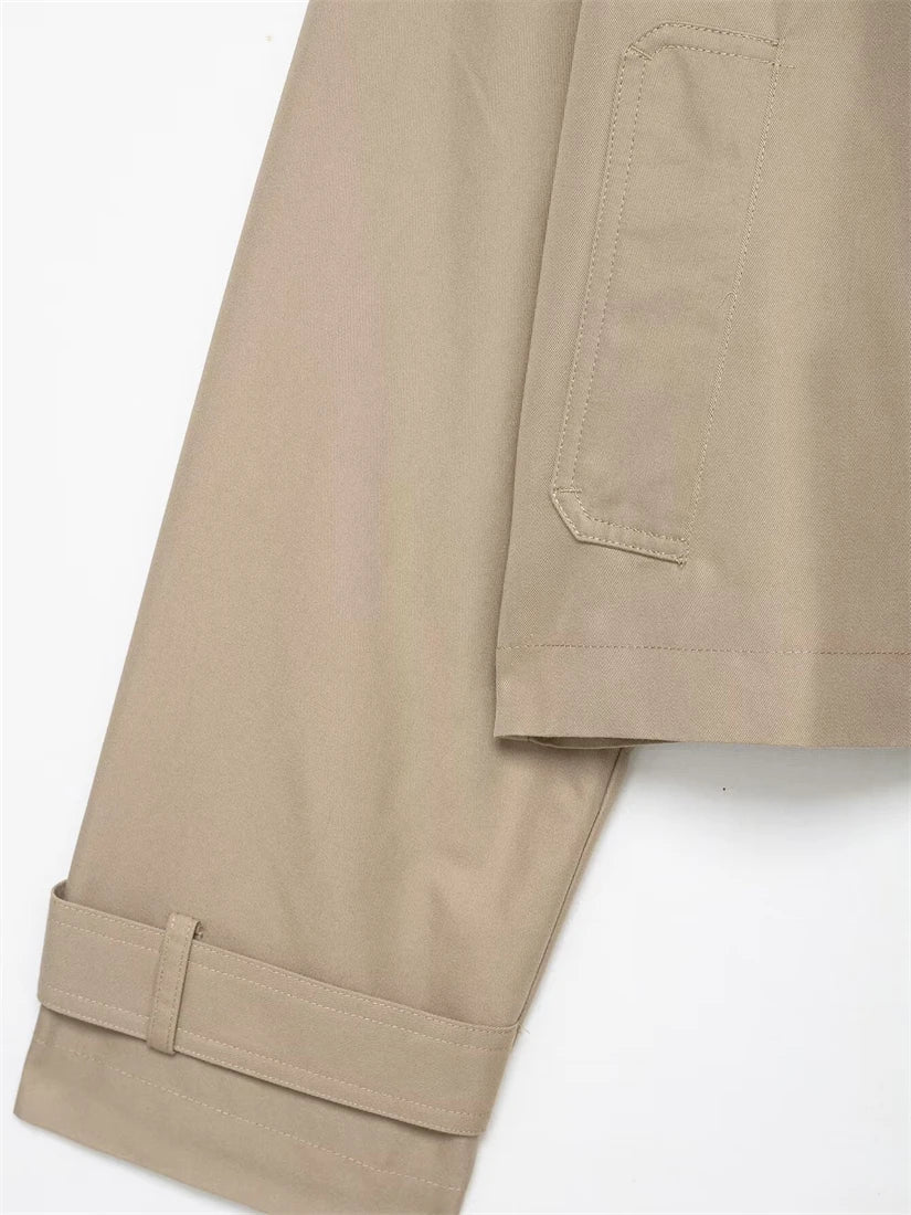 Women's Double-Breasted Short Trench Coat Fashion 2025 New Style Elegant Outerwear for Ladies