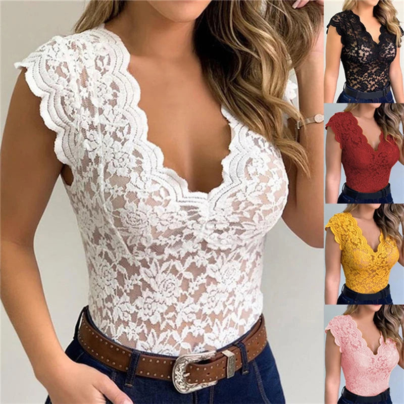 Women Tops Summer Sexy Lace Crochet Cardigan Casual Solid Color Trend Lace Hollow Out Top For Ladies