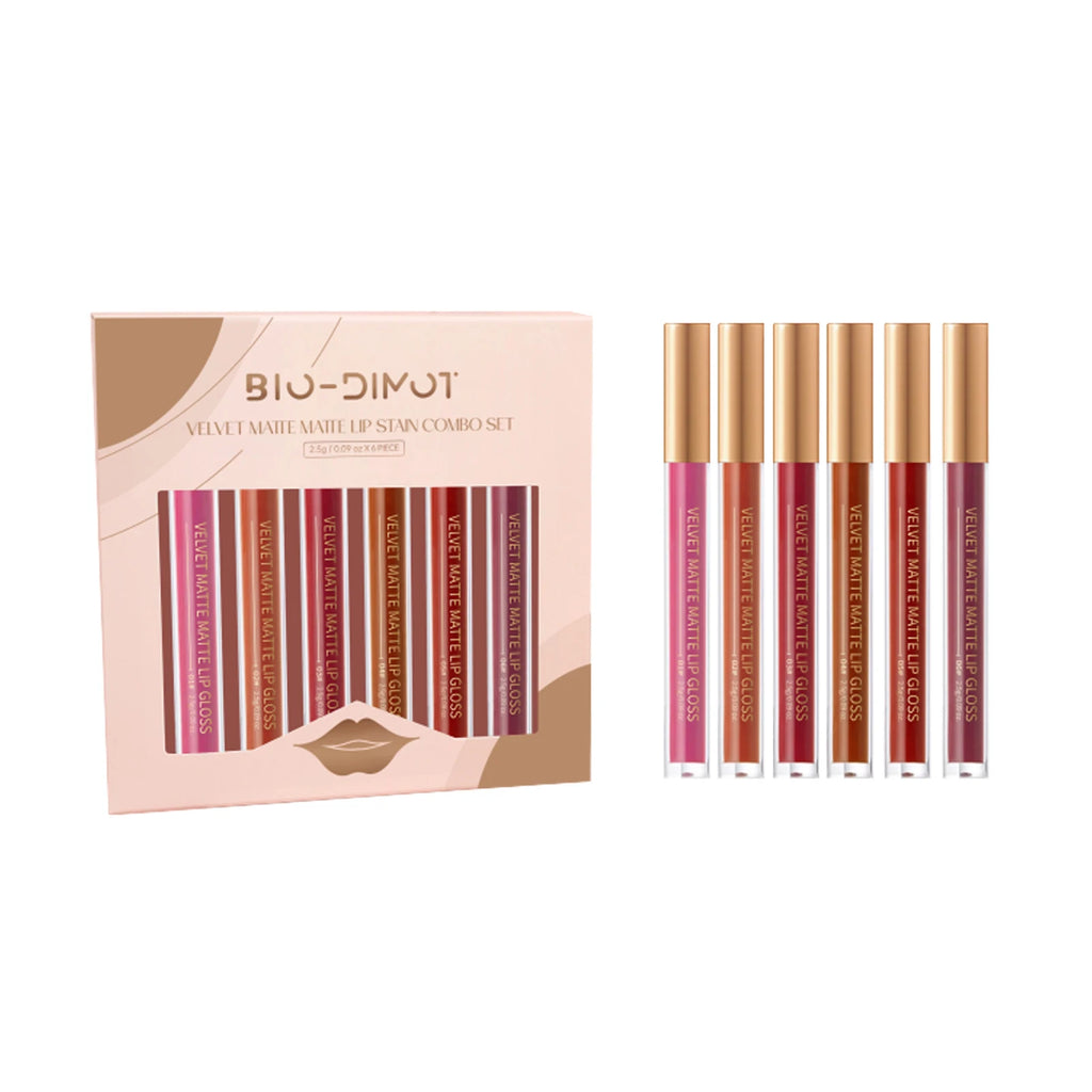 6pcs/set Nude Lip Gloss Matte Velvet Lipstick Makeup Waterproof Long-lasting Liquid Lipstick Women Moist Lip Tint Cosmetics