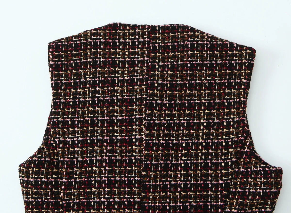 Women Vest 2025 Women Autumn New Fashion O-Neck Sleeveless Jewelry Decoration Pullover Women Elegant Hight Street Top