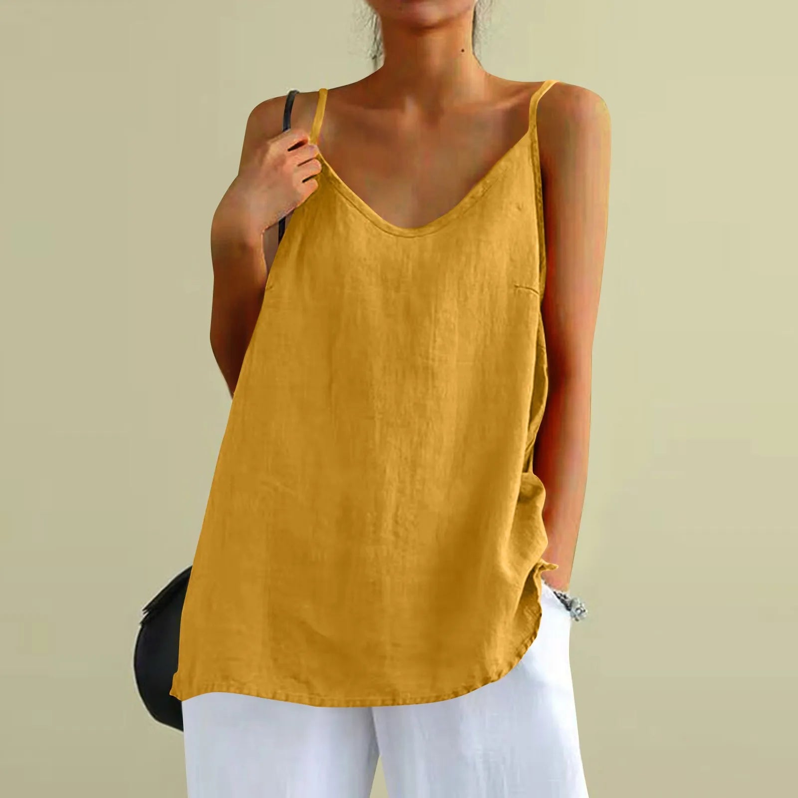 Women's tops sexys Cotton Linen Camisole Vest Summer Loose Sleeveless Versatile Bottom Top solid color blouse classic camisetas