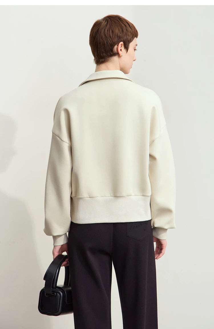 Amii Fall Clothes 2024 Women Casual Zip Up Short Coat Women Sweatshirt Solid Turtleneck Loose Sports Streetwear Jacket 12443222