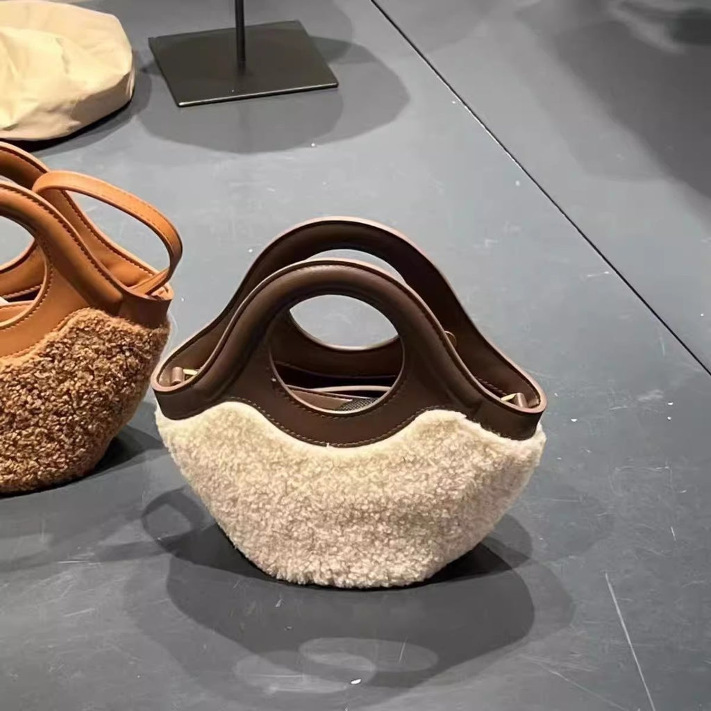 Bag women's new autumn and winter lamb wool basket bag plush crossbody bag versatile wool handbag  bags for women  handbags