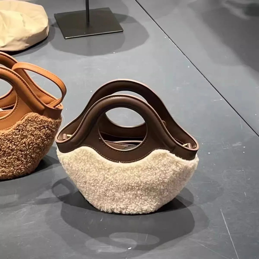 Bag women's new autumn and winter lamb wool basket bag plush crossbody bag versatile wool handbag  bags for women  handbags