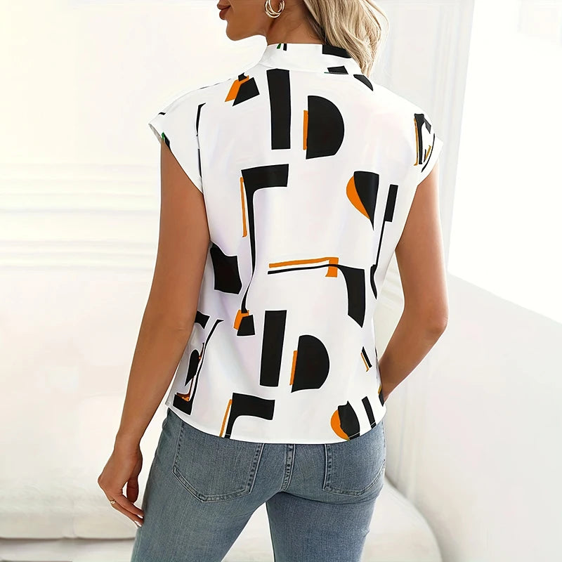 Women's shirt multi-style bow V-neck casual short-sleeved top chiffon shirt striped print design fashion commuter ladies top shi