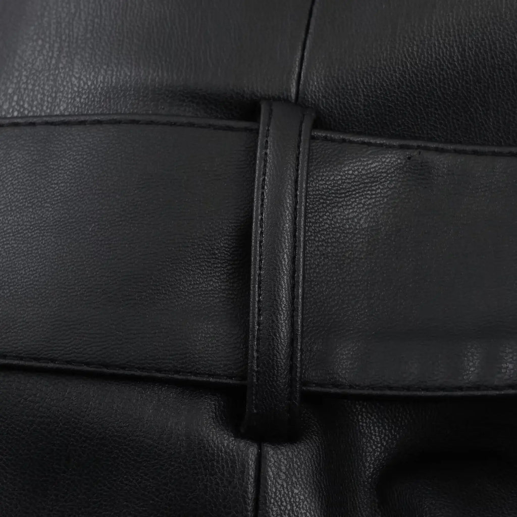 HH Women's Winter Fashion Long Sleeves Coats Black Fur Turn-Down Collar Lace-Up Decoration Single Breasted Female Warm Jackets