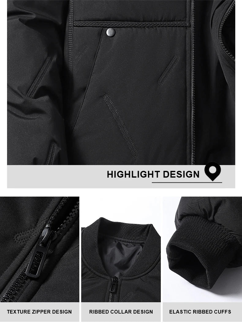 Men's Jacket  Autumn Winter Thickened Warm Comfortable Breathable Casual Coat Outdoor Solid Color Windproof Zippered Jacket