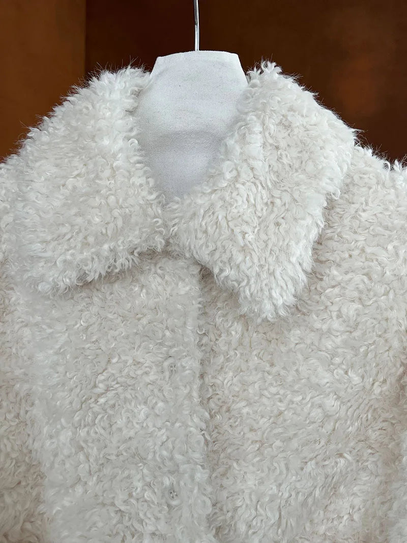 2024 Women Winter Warm Coat Furry Lambswool Coat Turn Down Coat Thick Jacket Tops For Women Coat Casaco Feminino