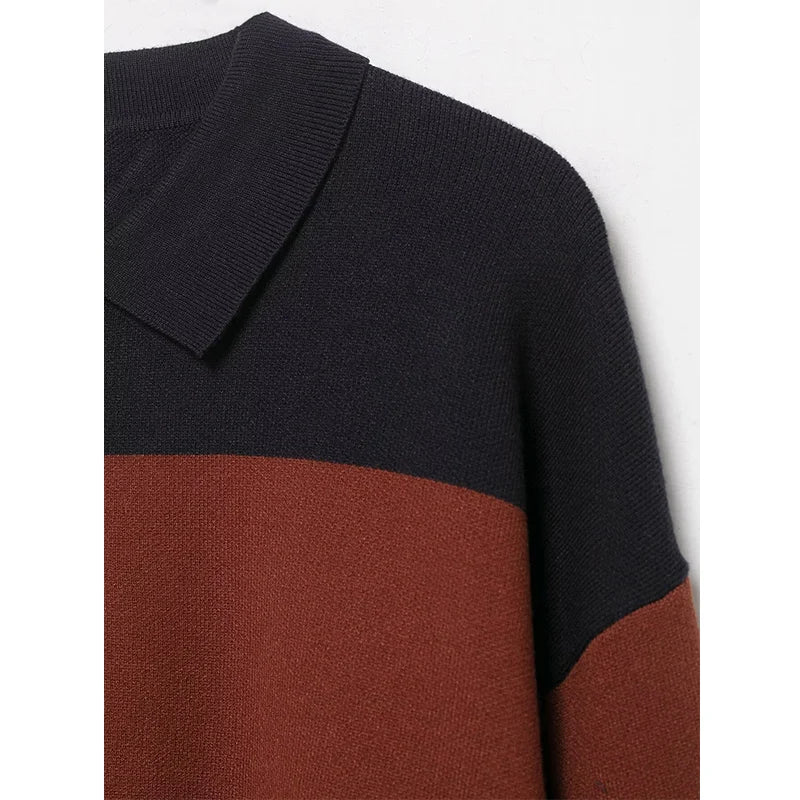 Pullover Sweater Women's Autumn 2025 New Fashion Loose Polo neck Knit Tops Women's Autumn Striped Elegant Warm Youth Sweater