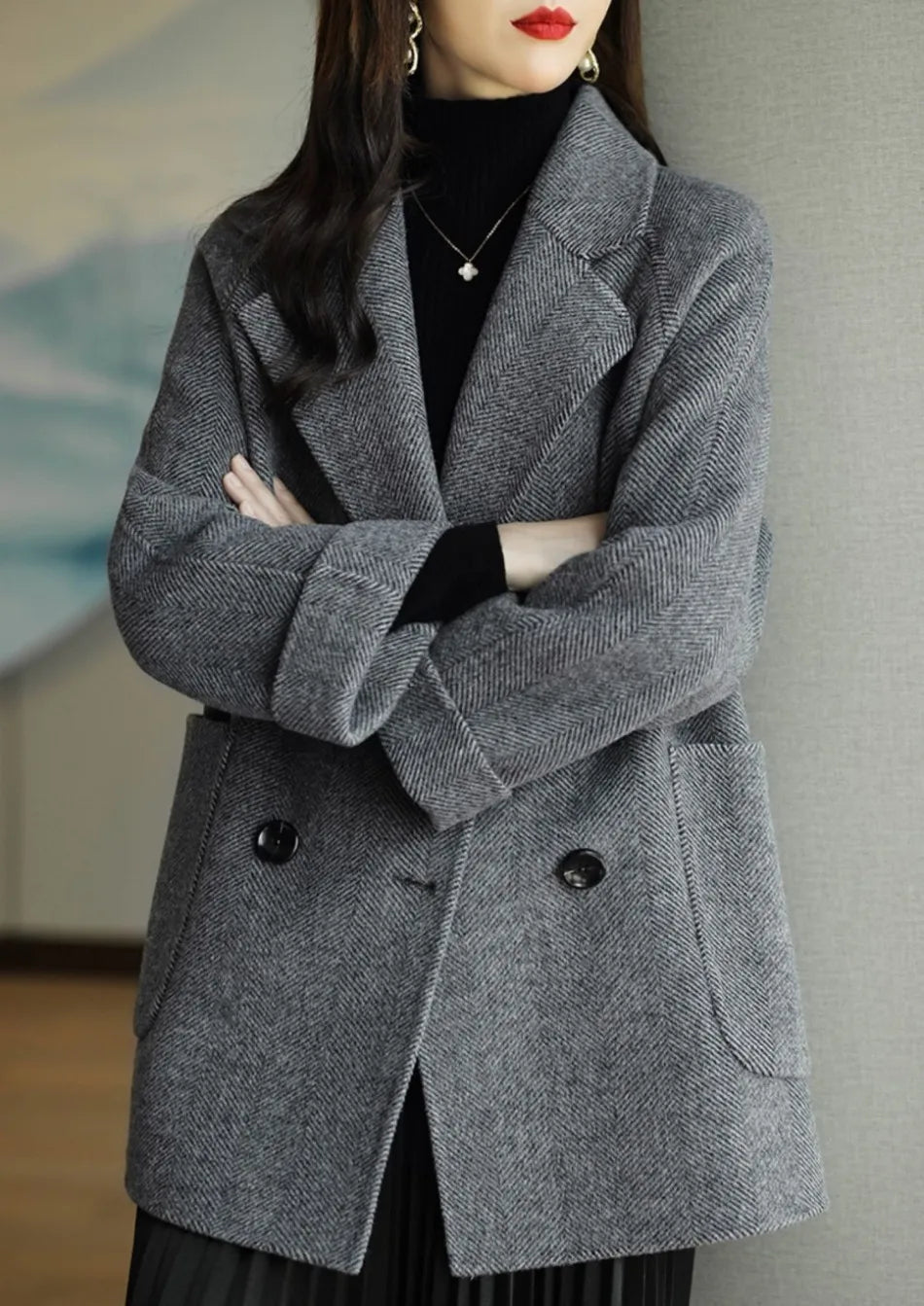 Wool Coat Elegance Coats and Jackets Women New In Autumn Winter Jacket Women Korean Style Long Sleeve Office Lady Trench Coat