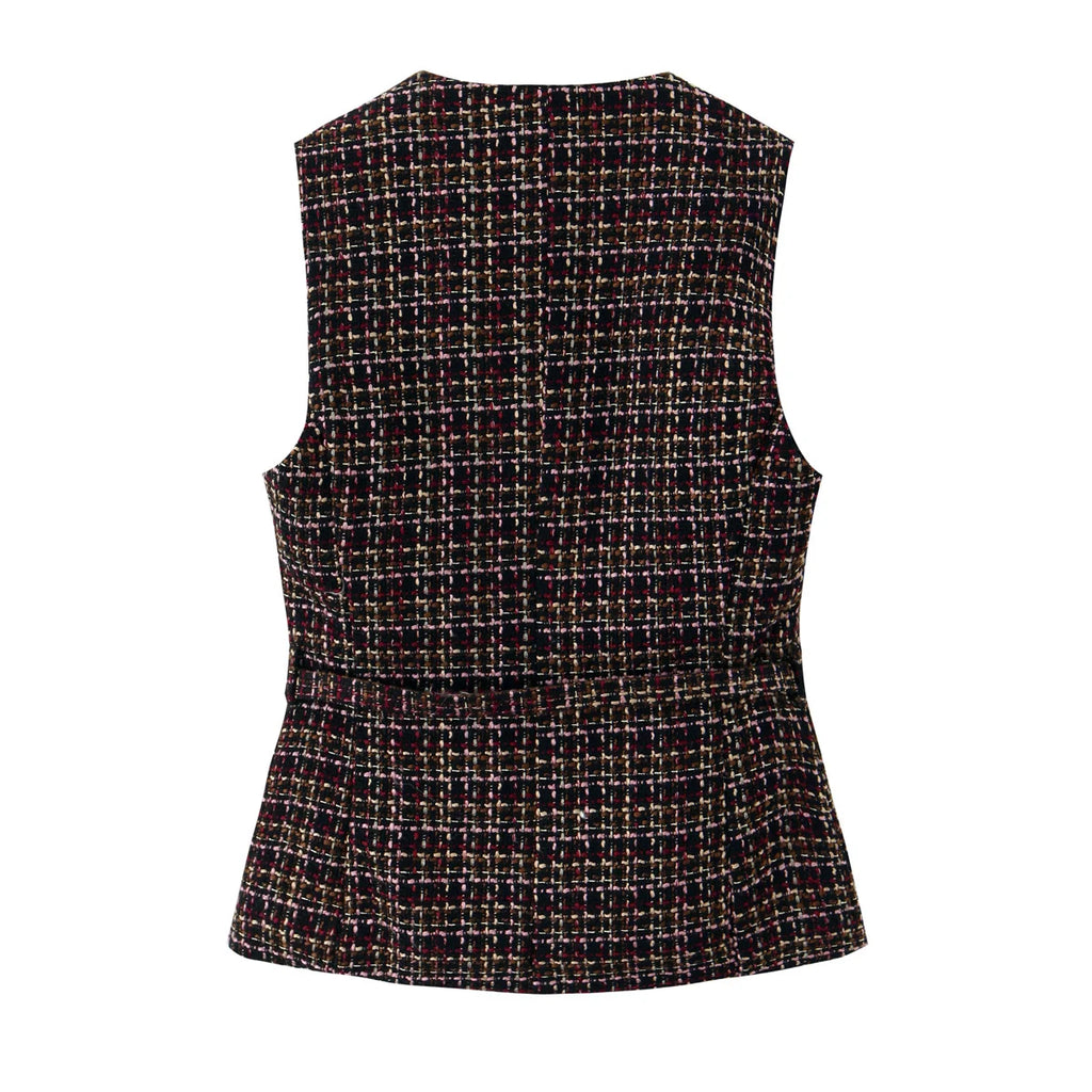 Women Vest 2025 Women Autumn New Fashion O-Neck Sleeveless Jewelry Decoration Pullover Women Elegant Hight Street Top