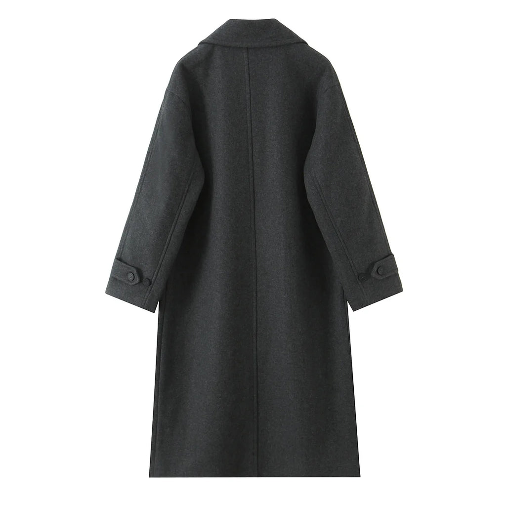 Women Winter Luxury Long Coats Solid Warm Soft Wool Long Coat Women High Street Loose Casual Double Breasted Overcoat 2025