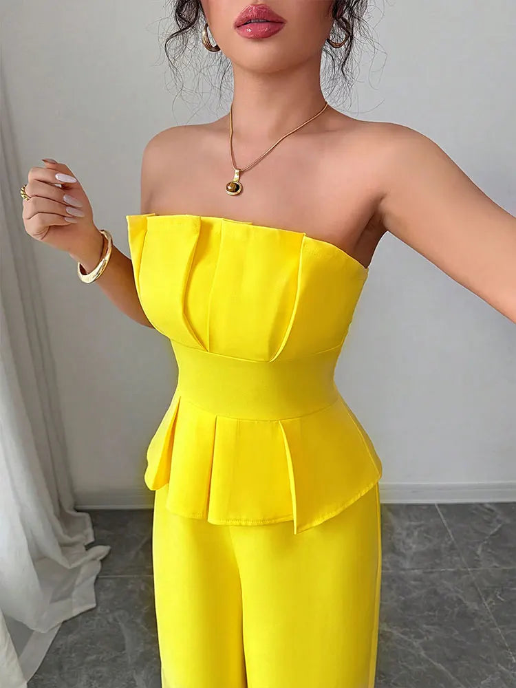 Women's Vest Trousers Tow Piece Summer New Fashion Streetwear Zippers Crop Top Casual Slim Trousers Solid Sexy Backless Clothing