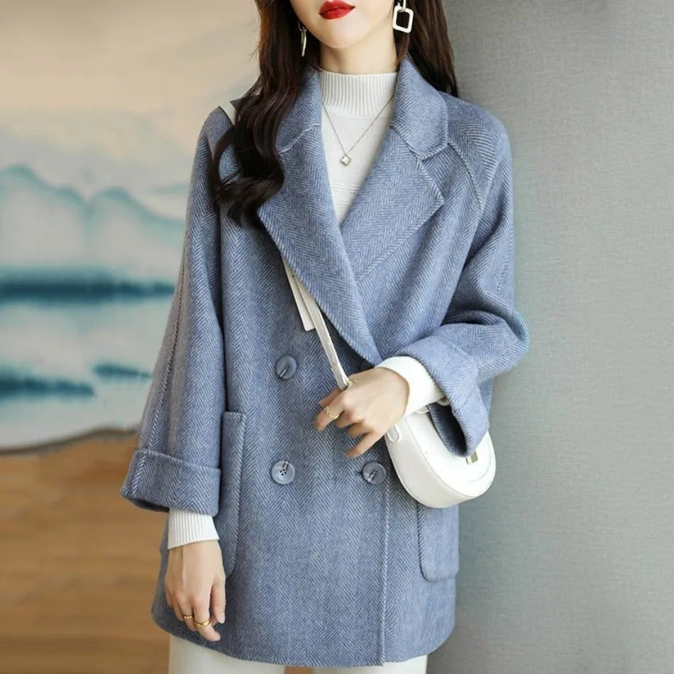 Wool Coat Elegance Coats and Jackets Women New In Autumn Winter Jacket Women Korean Style Long Sleeve Office Lady Trench Coat
