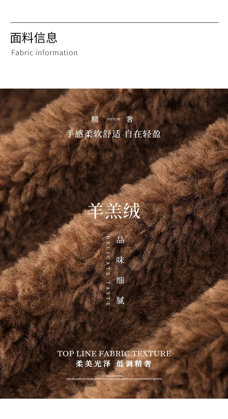 100% Wool Short Jackets for Women 2024 Autumn Winter V Neck Lamb Wool Coat Womens Clothing Fashion Outerwears Casaco Feminino