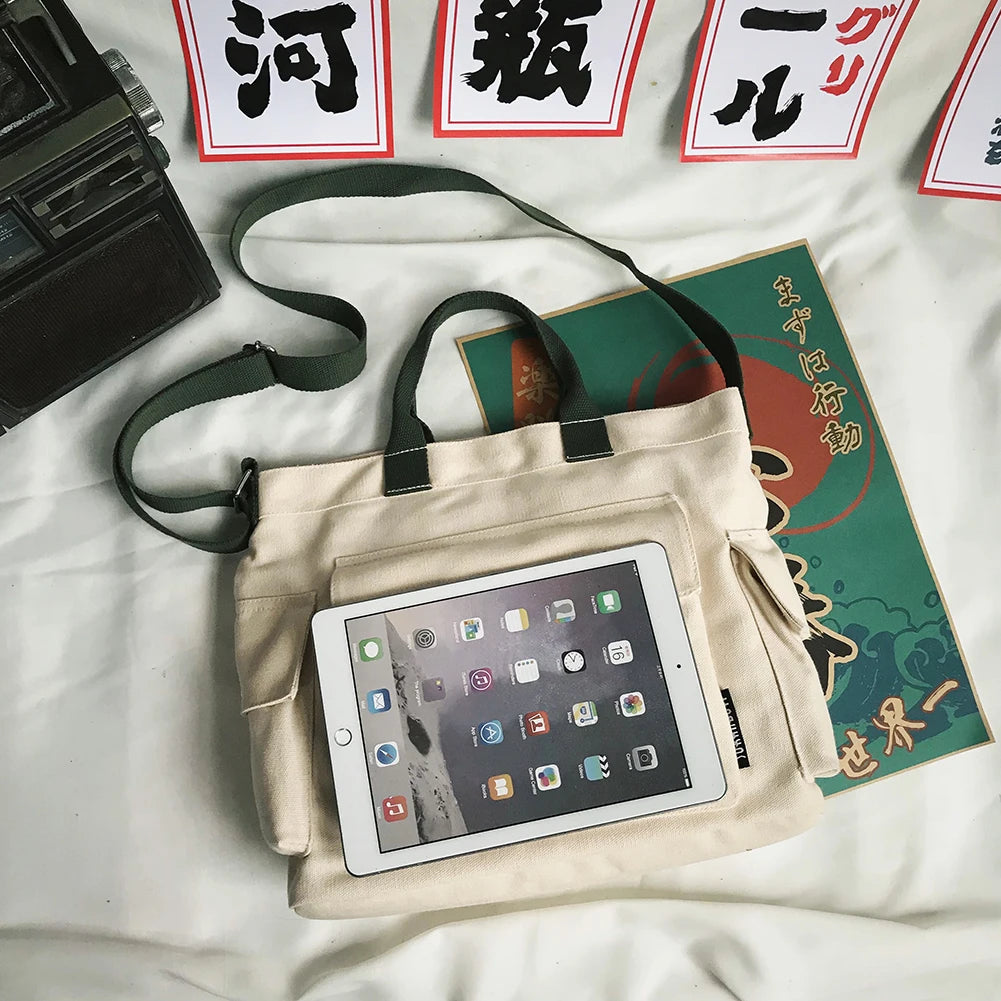 Women's School Messenger Bags For Women Shoulder Ladies Designer Handbag Solid Large Capacity Casual Canvas Shoulder Female Bags