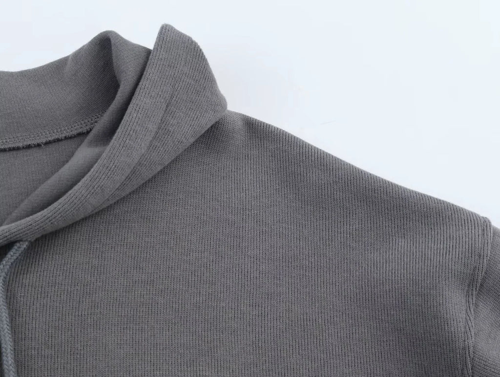 2025 Winter New Women's Clothing: Versatile Casual Fashion Simple Ribbed Soft Hooded Sweatshirt + Straight Leg Pants