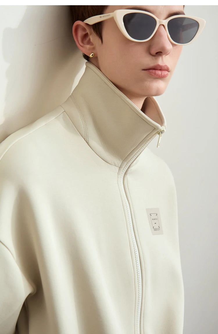 Amii Fall Clothes 2024 Women Casual Zip Up Short Coat Women Sweatshirt Solid Turtleneck Loose Sports Streetwear Jacket 12443222