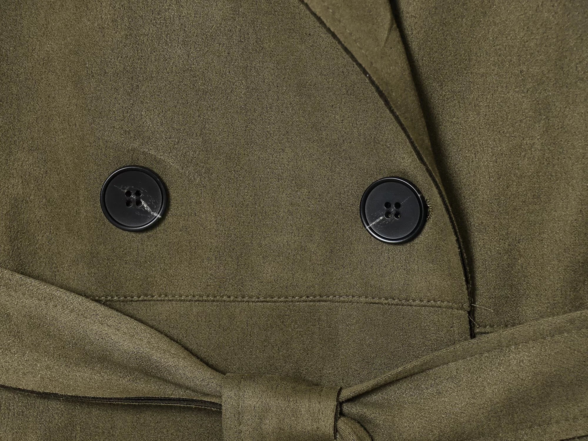 2025 Winter New Women's Casual Fashionable Simple Lapel Double-Breasted Long Trench Coat with Belt and Suede