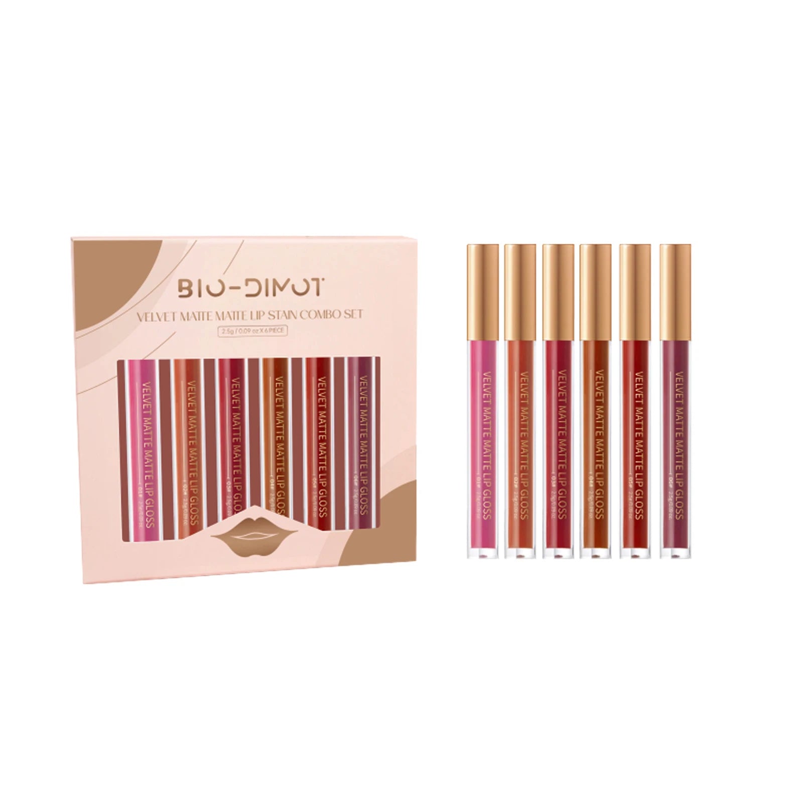 6pcs/set Nude Lip Gloss Matte Velvet Lipstick Makeup Waterproof Long-lasting Liquid Lipstick Women Moist Lip Tint Cosmetics