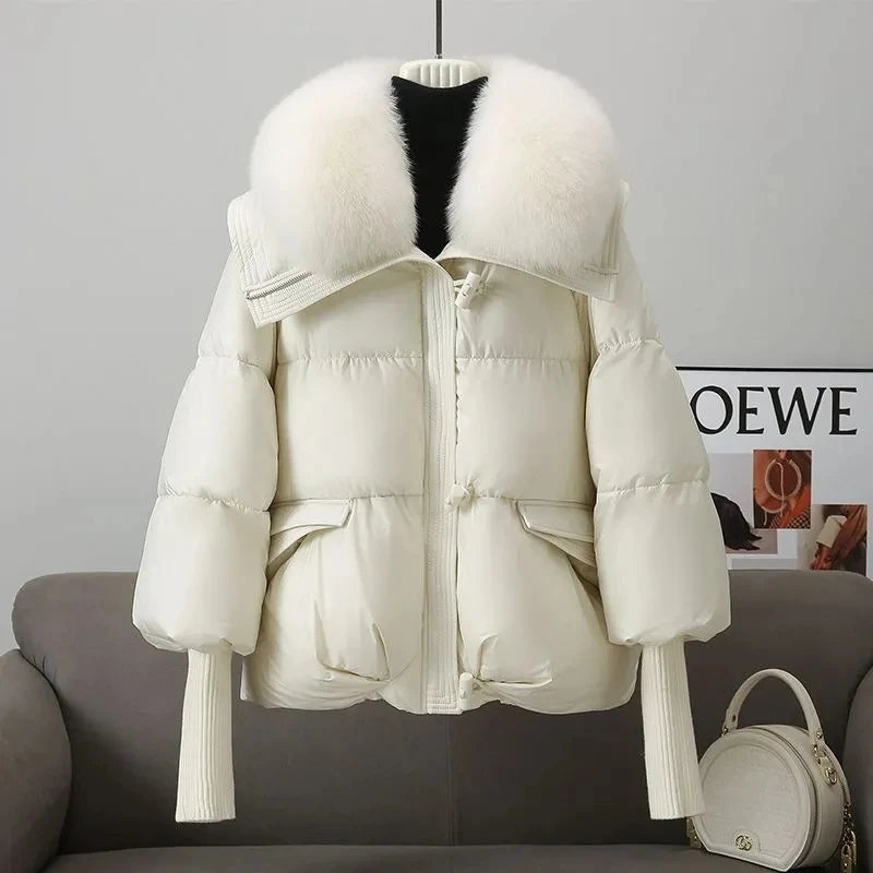 Women Winter Down Cotton Jacket 2025 New Women Warm Thick Cotton Coat Larger Fur Collar Cotton Padded Jacket Women Parka Coat