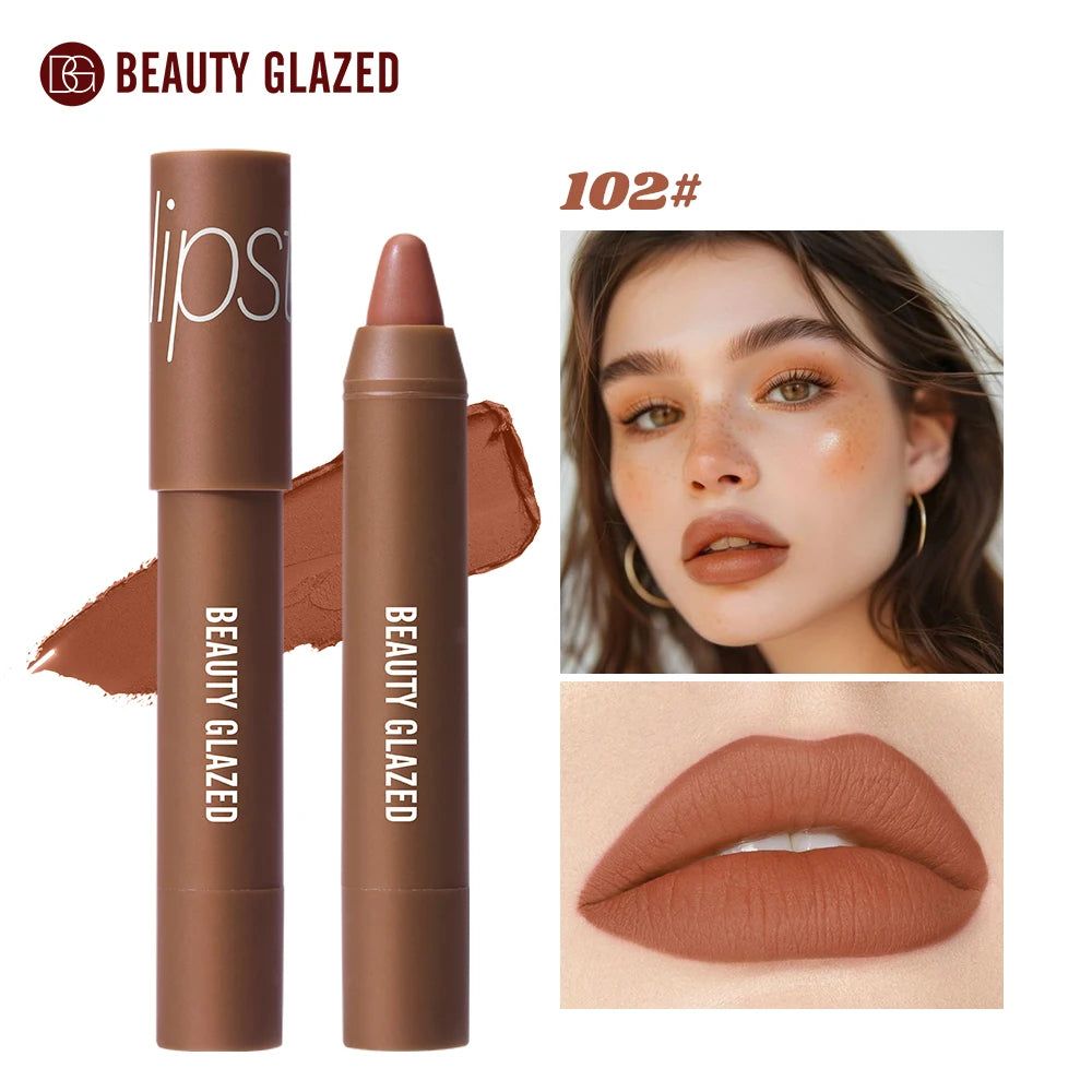 12-Color Matte Waterproof Lipstick Pen - Long-Lasting, Vibrant Berry Tone, Plant-Based Squalane, Smooth Application for All Skin