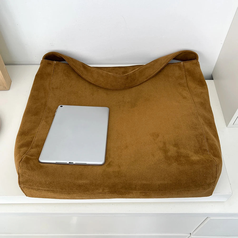 Women Underarm Bag Fashion Tweed Fabric Large Capacity Shoulder Bag Casual Handbag for Daily Office Use Solid Color Handbag