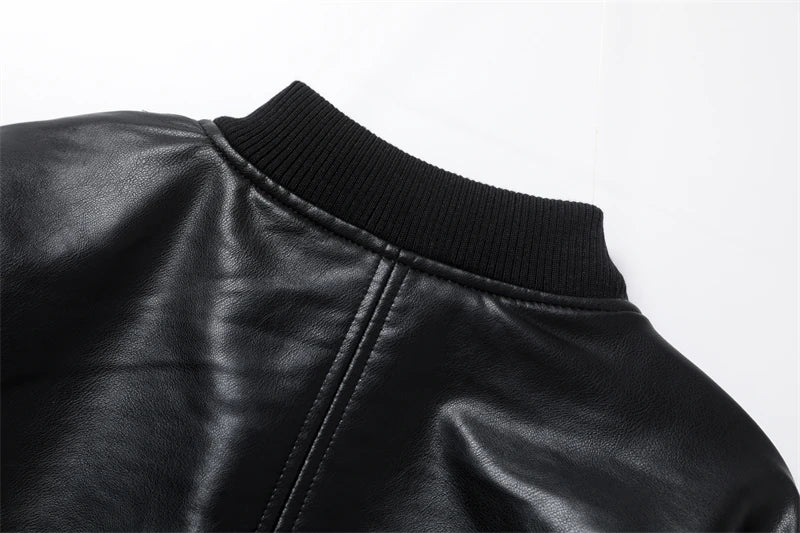 ZVRI Women's 2023 new vintage imitation leather bomber jacket coat top women's style