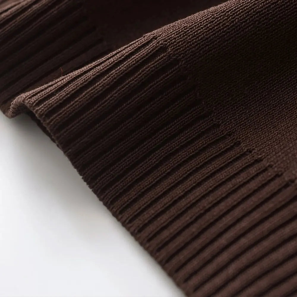 Women's Fashion Two-Piece Set with Side-Stripped Knit Sweater And High-Elastic Waist Straight Pants Female Casual Outfit