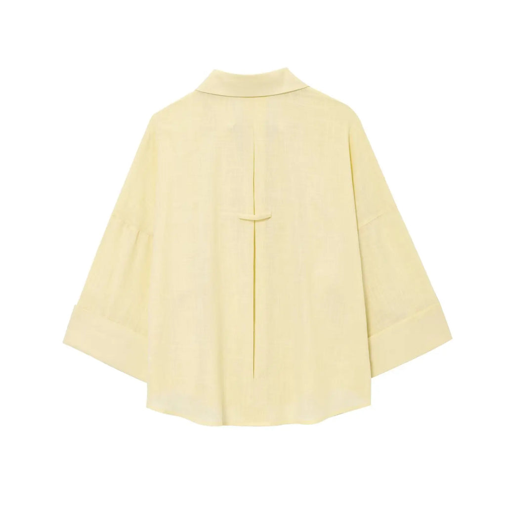 Women's shirt with collar and wide sleeves simple and casual temperament summer new style shirt