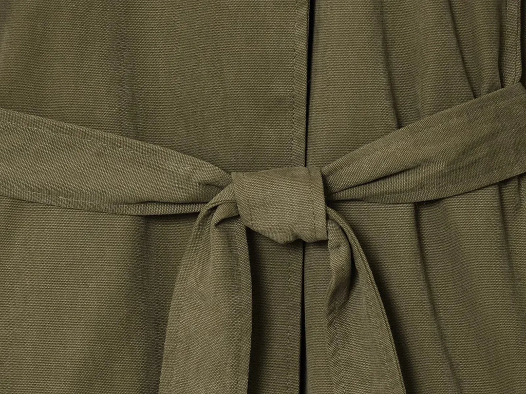 Women's 2025 Autumn New Trench Coat Style Army Green Long Sleeve Cotton Belt Decorative Trench Coat Casual Versatile jacket