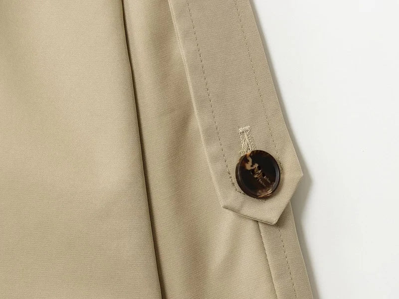 MUJER Short Trench Coat Woman Double Breasted Women's Windbreaker Cropped Demi-season Jacket for Women Outerwears Outdoor Coats