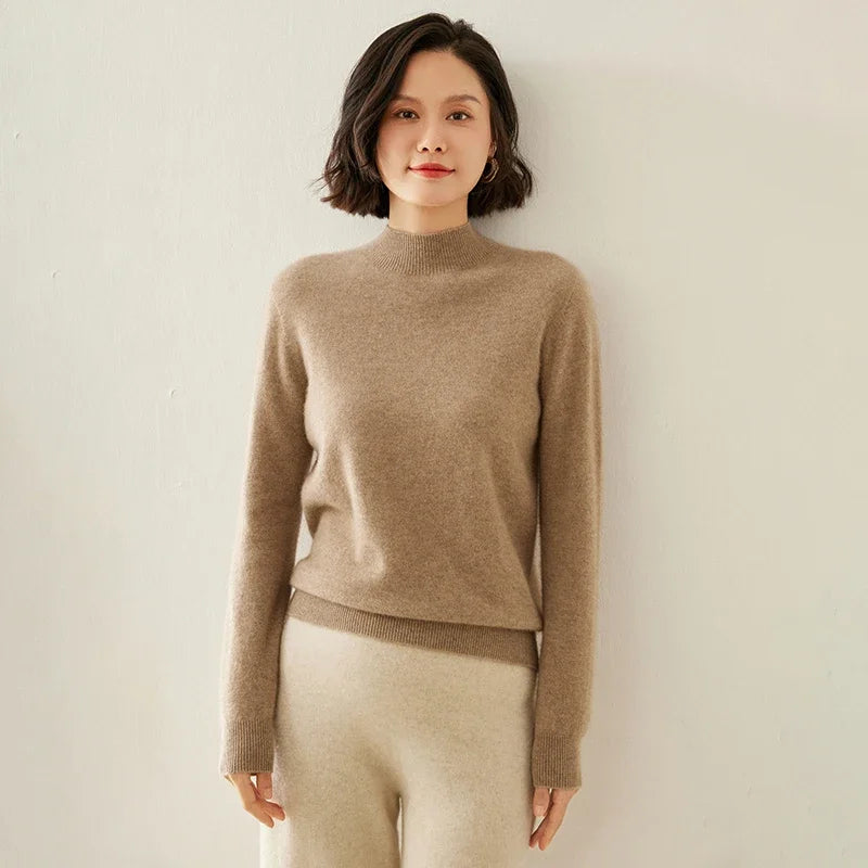 Women's Cashmere Sweater,  Cashmere Blend, Turtleneck Sweater, Knitted, Slim Fit, Basic Style, New Autumn and Winter 2024