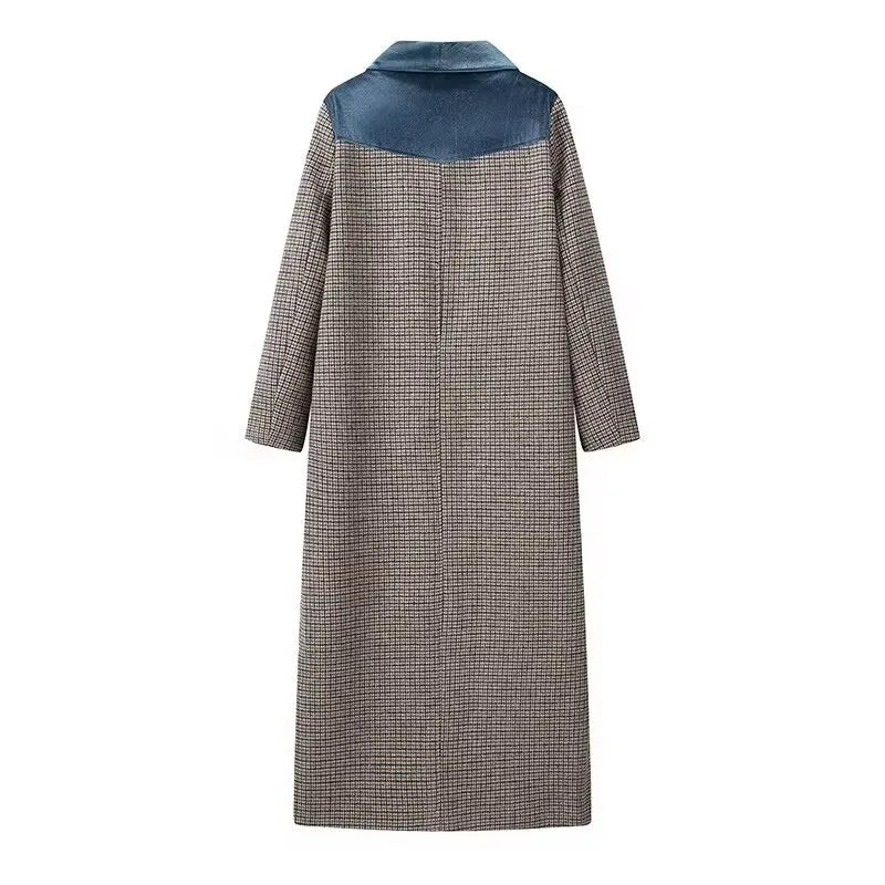 Autumn new women's clothing fashionable temperament versatile casual long plaid woolen coat