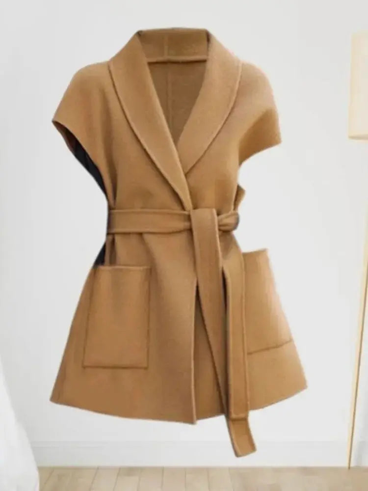 Fashionable Wool Vest for Women Autumn and Winter Double-Sided Wool Mid-length Elegant Waistcoat Coat Female Horse Clip Jacket