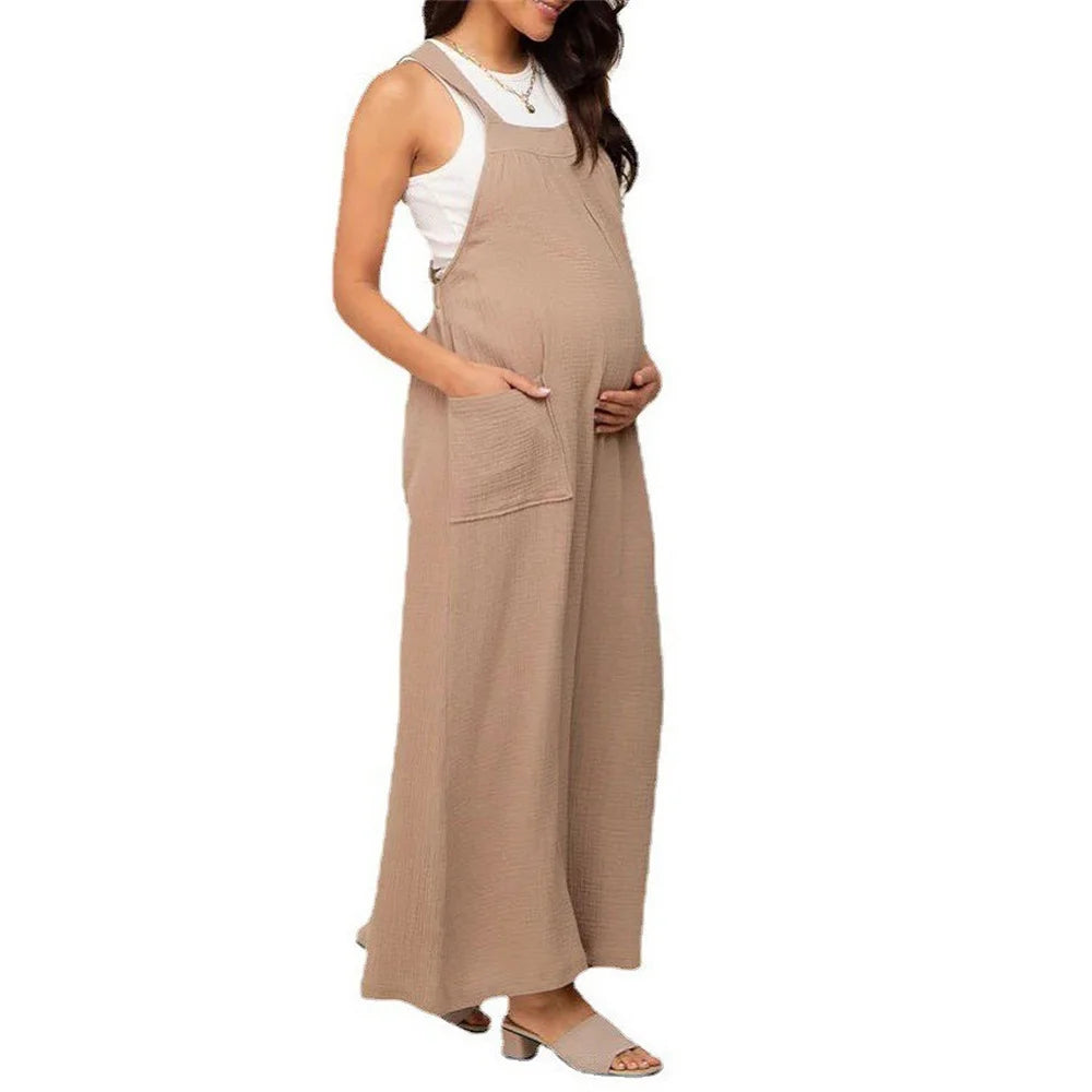 Maternity Clothes Cargo Pants Pregnant Women Clothing Wide-leg Overall Lace-up Mother Trousers Casual Maternity Workwear Pants