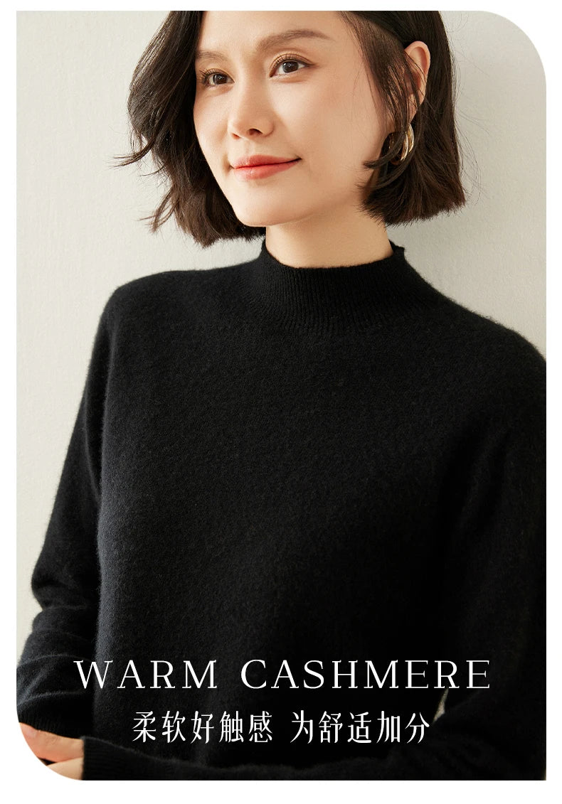 Women's Cashmere Sweater,  Cashmere Blend, Turtleneck Sweater, Knitted, Slim Fit, Basic Style, New Autumn and Winter 2024