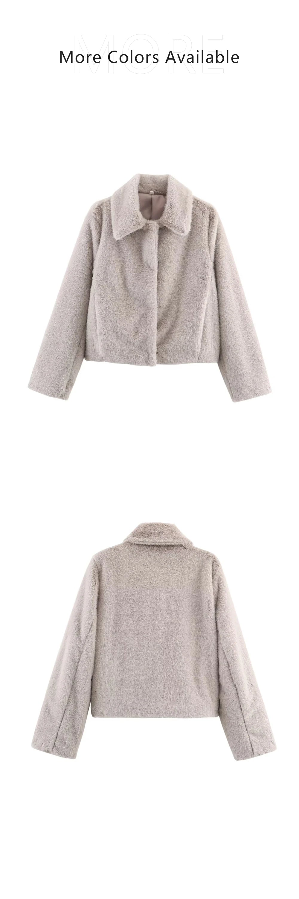 Loose lapel button embellished brown long sleeved jacket for women's autumn and winter collection