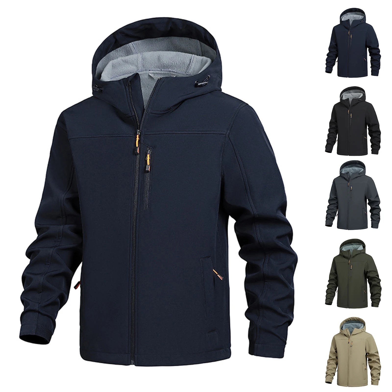 Autumn Winter Hooded Jackets For Man Outdoor Hiking Hunting Fishing Waterproof Hooded Casual Fleece Jackets Men Outwear Coats