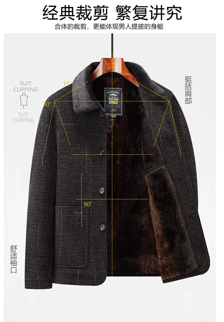 2024 Men Woolen Coats Men's business Casual Trench Coat Winter Coat with wool inner Man Autumn and Winter Wool Coat for Men