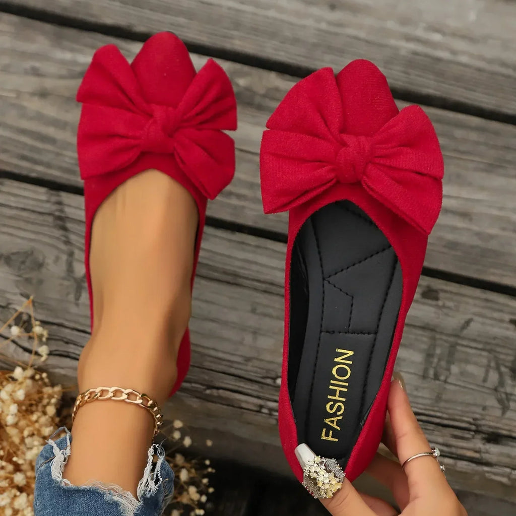 Women's Shoes 2025 Spring Pointed Women's Flats Fashion Bow Loafers Slip on Walking Flat Shoes Ladies Shallow Comfort Sneakers