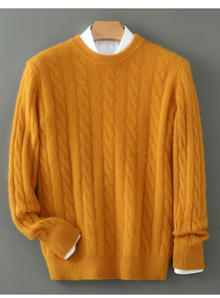 Men's thick cashmere sweater 100% pure cashmere round neck cashmere sweater 2024 new spring and winter knit base shirt