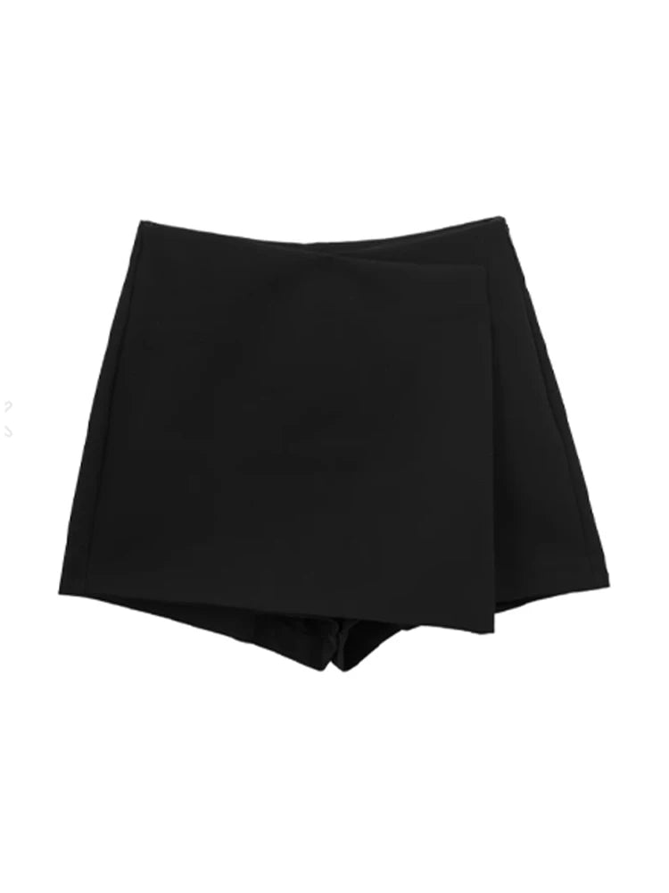 Women Fashion Pareo Style Asymmetric Shorts Skirts Vintage High Waist Side Zipper Female Skort Mujer