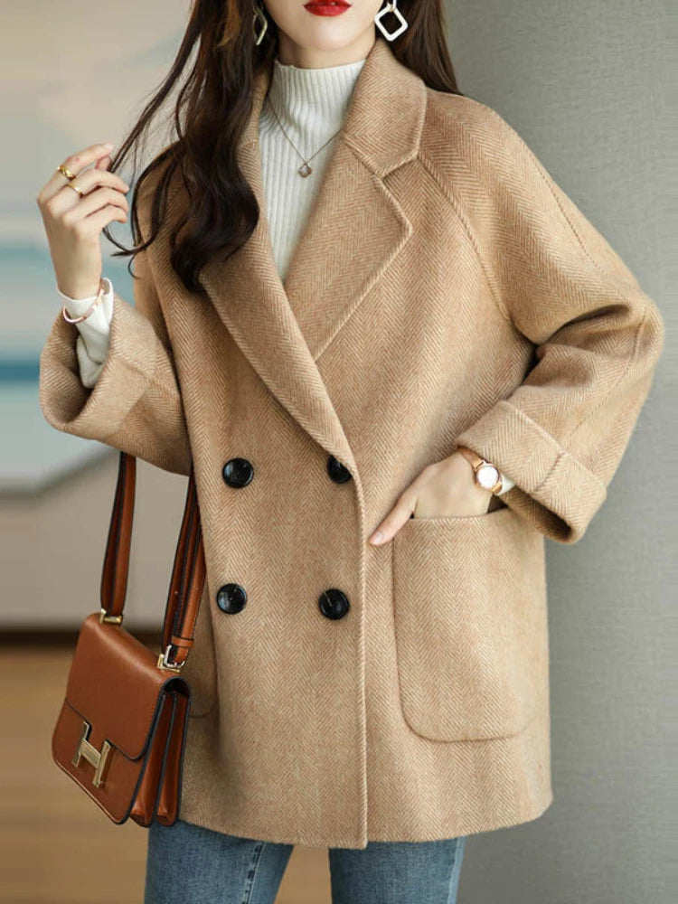 Wool Coat Elegance Coats and Jackets Women New In Autumn Winter Jacket Women Korean Style Long Sleeve Office Lady Trench Coat