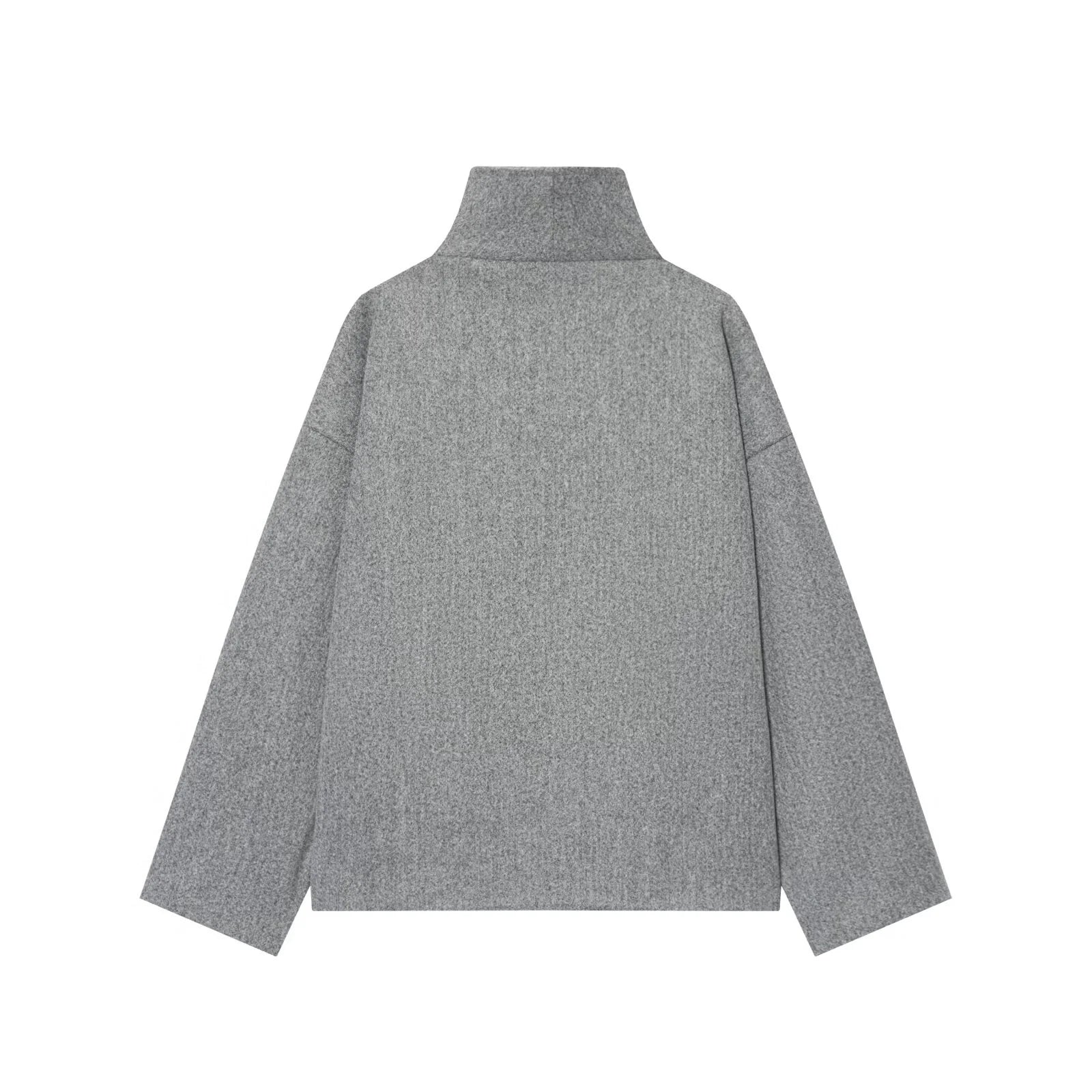 2025 Winter New Women's Casual Fashionable Simple Versatile High-Neck Long-Sleeved Double-Breasted Loose Wool Coat