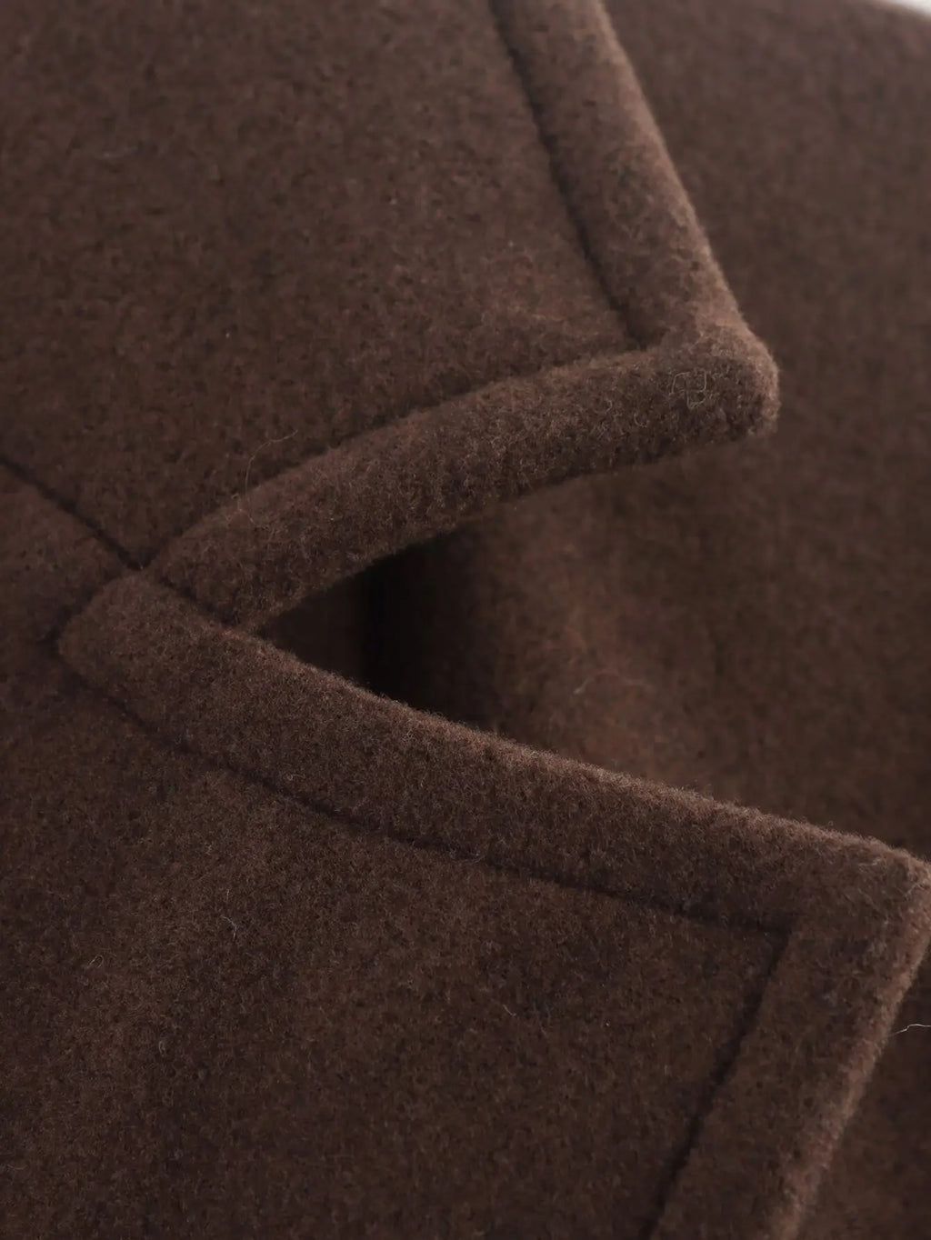 HH Women Autumn Winter New Fashion Lapel Woolen Edition Long Coat Female Simple Elegant Warm High Street Casual Jacket Mujer