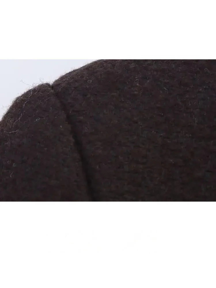 HH Women's Autumn Fashion Tweed Jacket Round Neck Short Woolen Jacket Female Commuter Versatile Fragrant Breeze Casual Coat