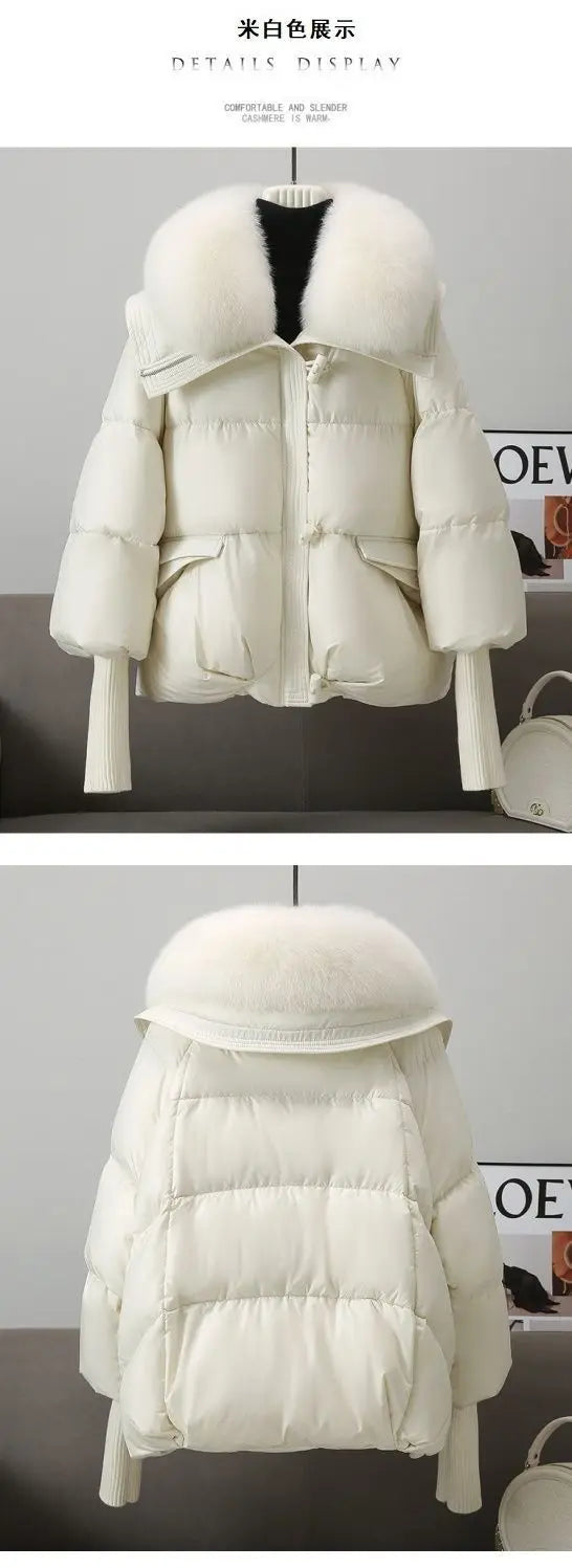 Women Winter Down Cotton Jacket 2025 New Women Warm Thick Cotton Coat Larger Fur Collar Cotton Padded Jacket Women Parka Coat