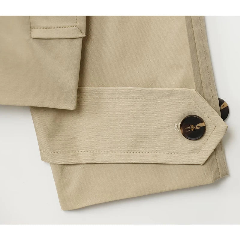 MUJER Short Trench Coat Woman Double Breasted Women's Windbreaker Cropped Demi-season Jacket for Women Outerwears Outdoor Coats